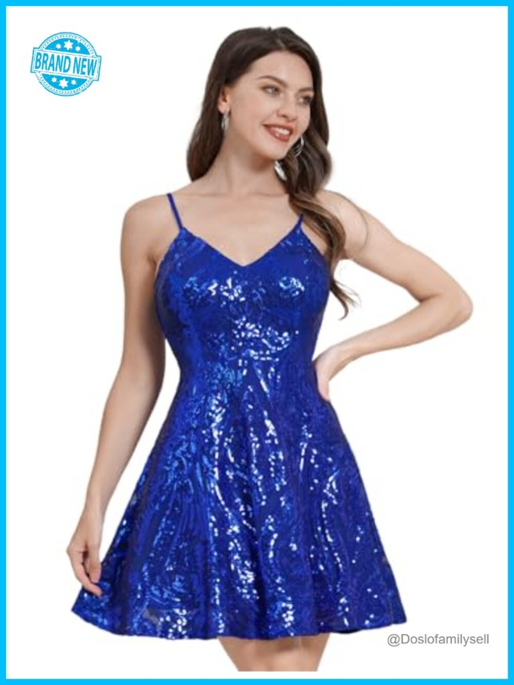 Sequin Mini Prom Dress Spaghetti Strap Backless A-Line Party